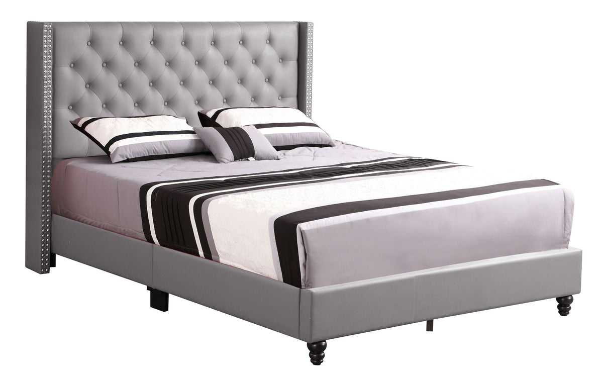 Julie - Queen Upholstered Bed - Light Gray