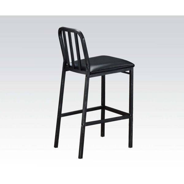 Jodie - Bar Chair (Set of 2) - Black Synthetic Leather & Antique Black