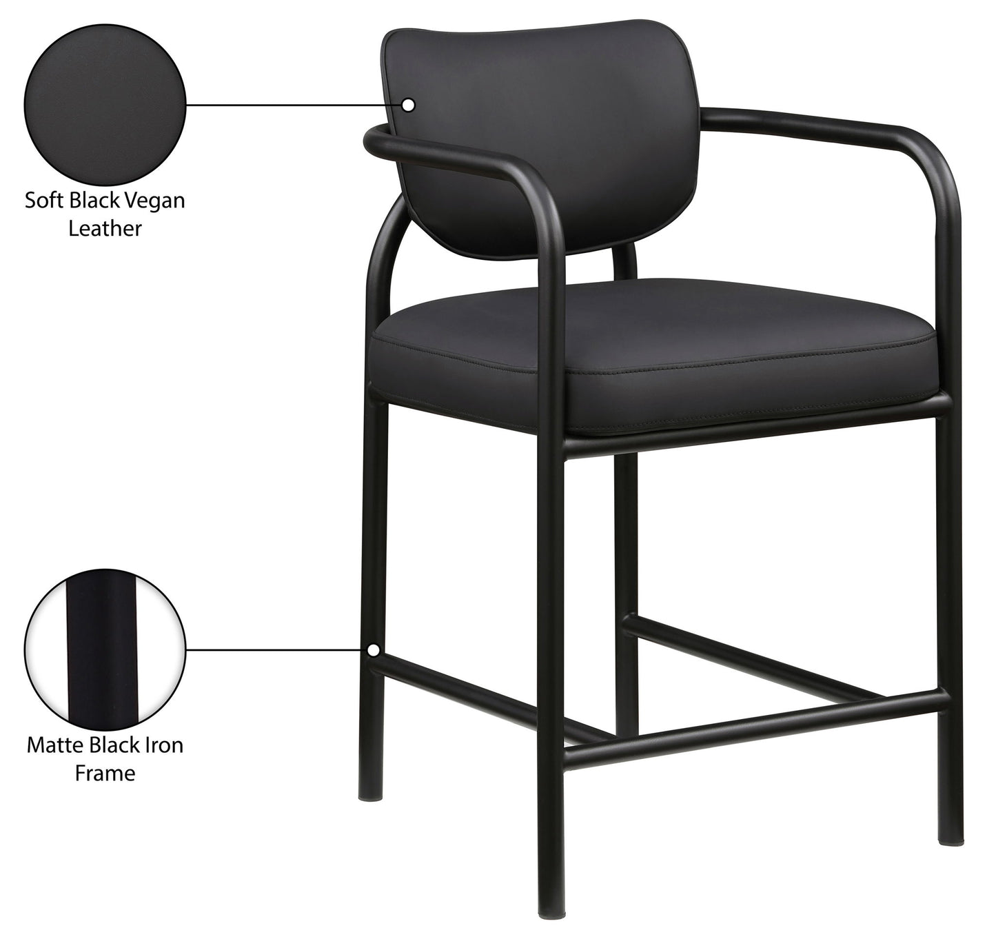 Serava - Vegan Leather Upholstered Bar Stool