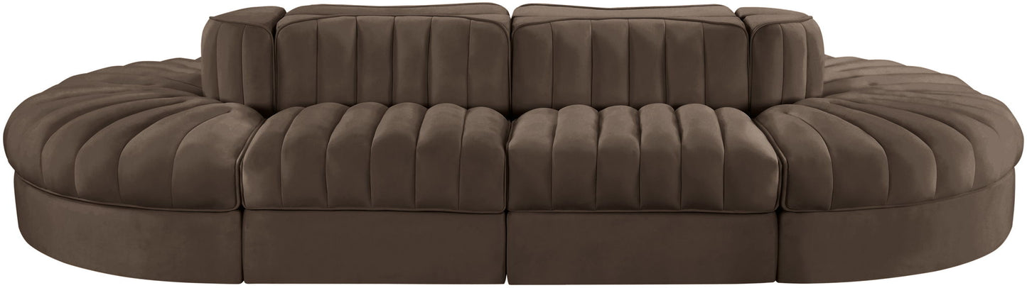 Rummi - Oval Velvet Performance Fabric Upholstered 8 Piece Modular Sectional