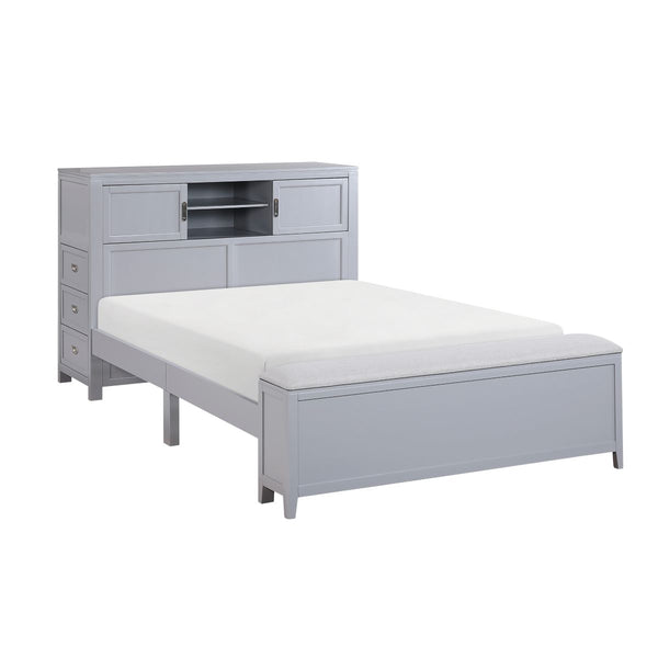 Sloane Full Bookcase Platform Bed with Hidden Desk, Stool and Storage Bench