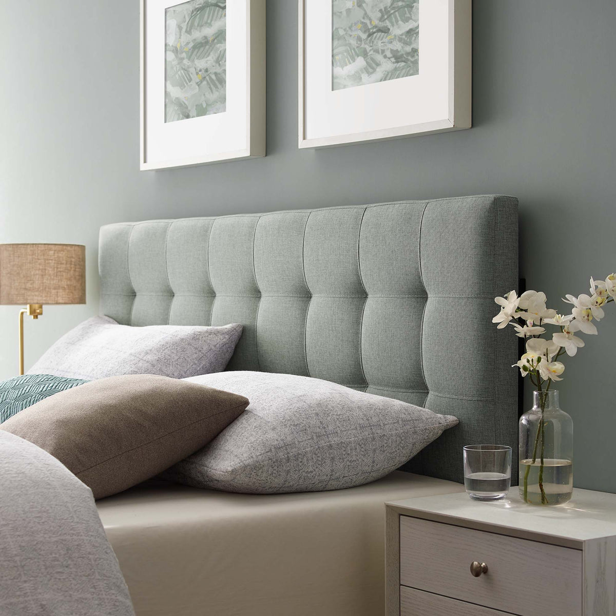 Lily Upholstered Fabric Headboard - King, Gray