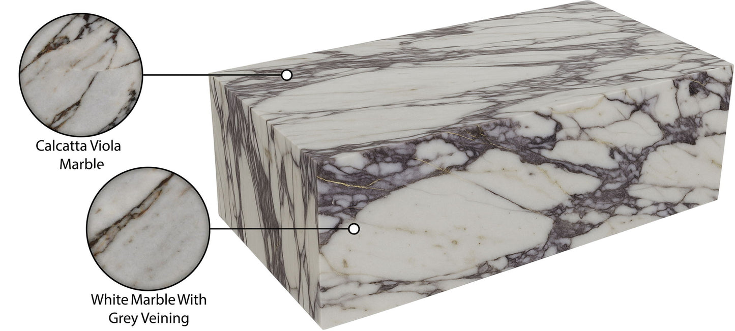 Bolzano - Marble Coffee Table - White / Gray