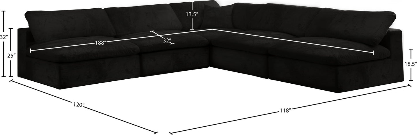 Cozy - 5 Piece Modular Corner Armless Sectional