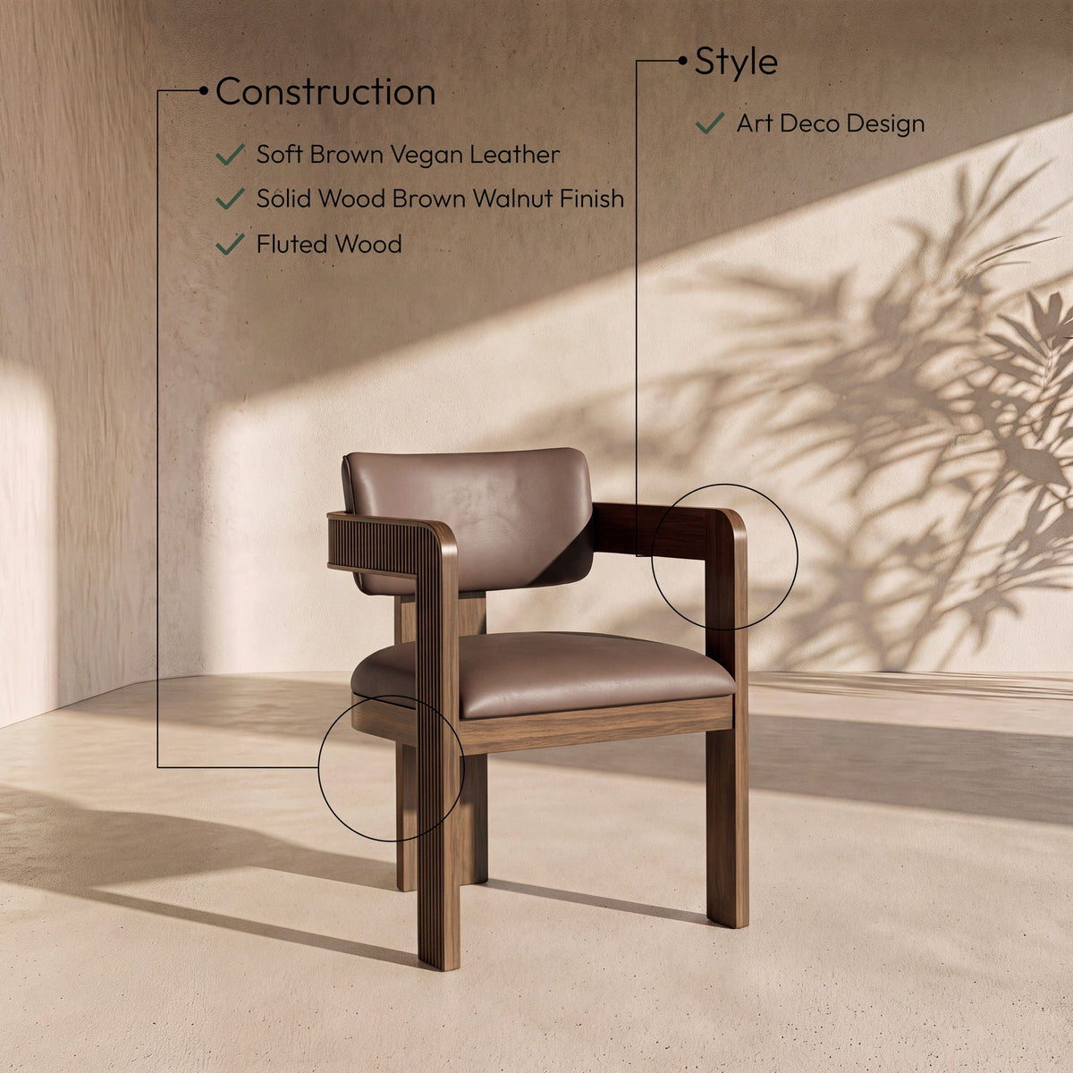 Sacha - Vegan Leather Upholstered Dining Chair With Brown Base (Set of 2)