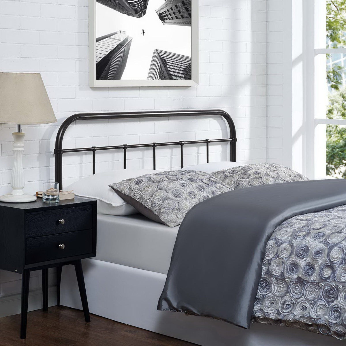Serena Steel Headboard - Full, Brown