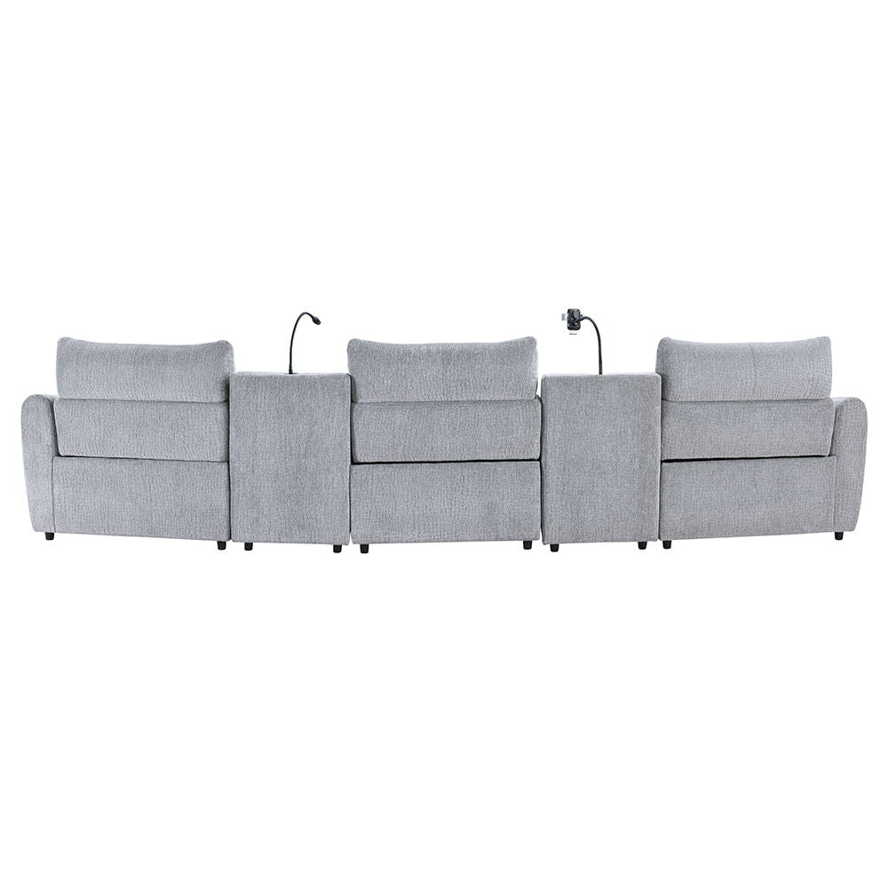 Fullar - Modular Console With Wireless Charger - Light Gray Chenille
