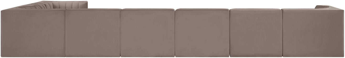 Rummi - Velvet Performance Fabric Upholstered 8 Piece Modular Sectional (With 3 Corner Chairs)