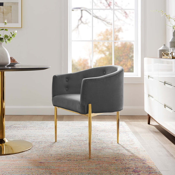 Savour Tufted Performance Velvet Accent Chair - Gray