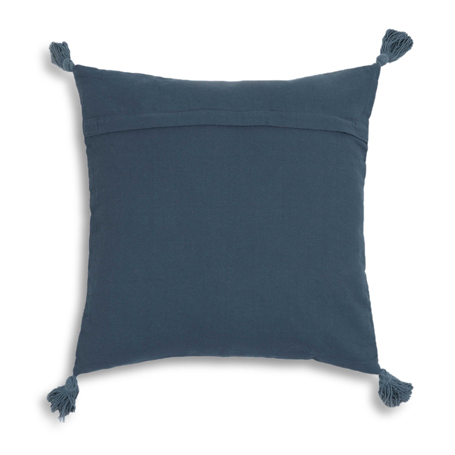 Blossom - 20" Printed Cotton Tassel Accent Cushion - Blue
