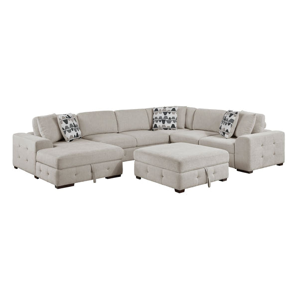 Raife 5-Piece Sectional with Left Chaise, Pull-out Bed and Ottoman
