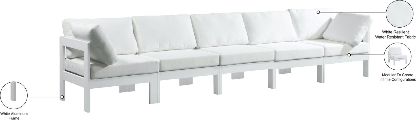 Nizuc - Outdoor Patio 5 Seat Modular Sofa With White Frame