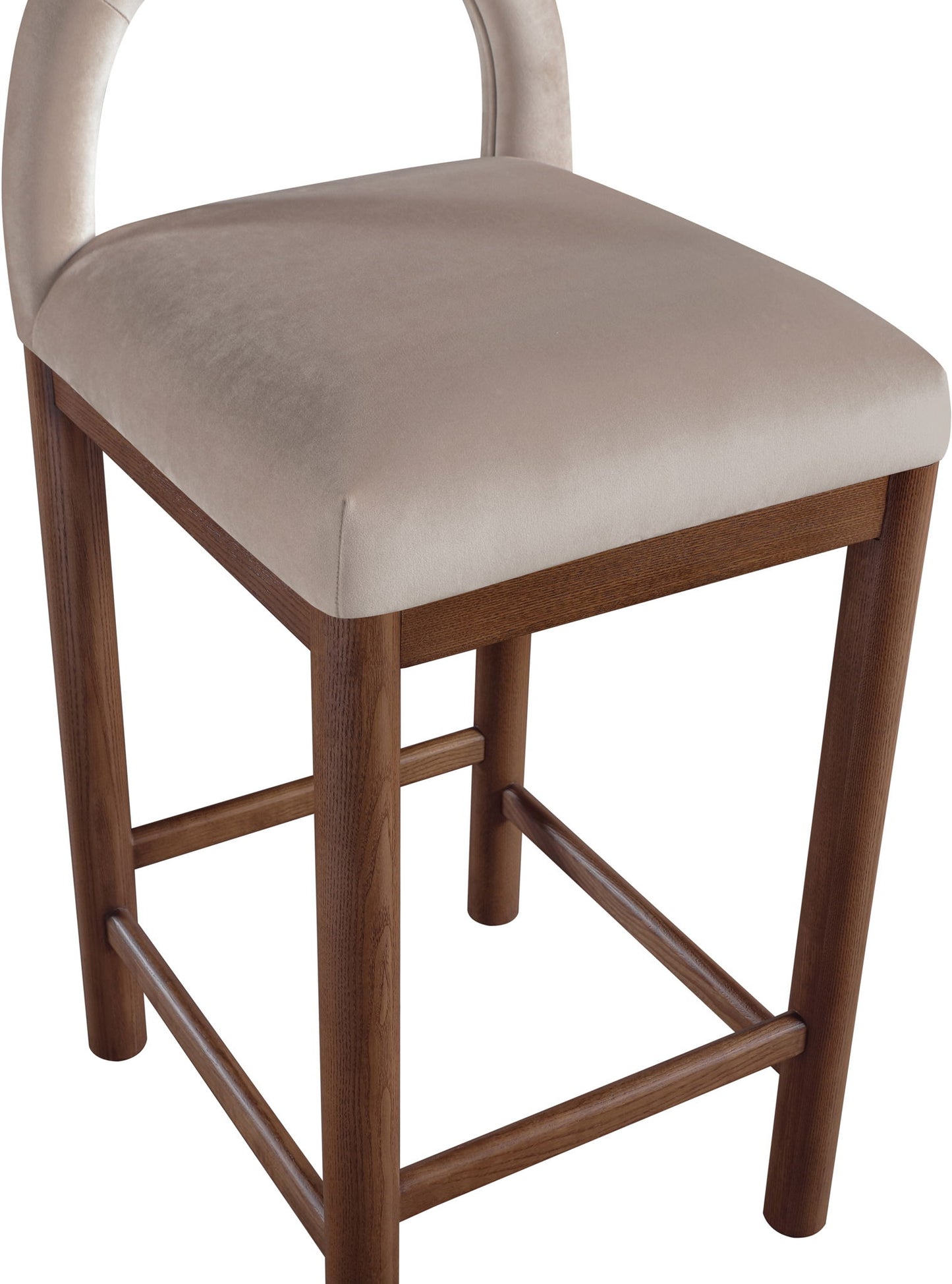 Conrad - Velvet Counter Stool With Brown Legs