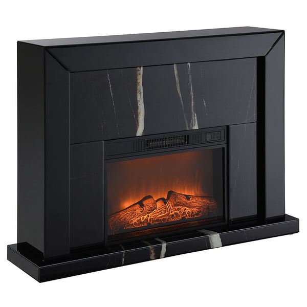Drisana - Fireplace - Black Mirrored