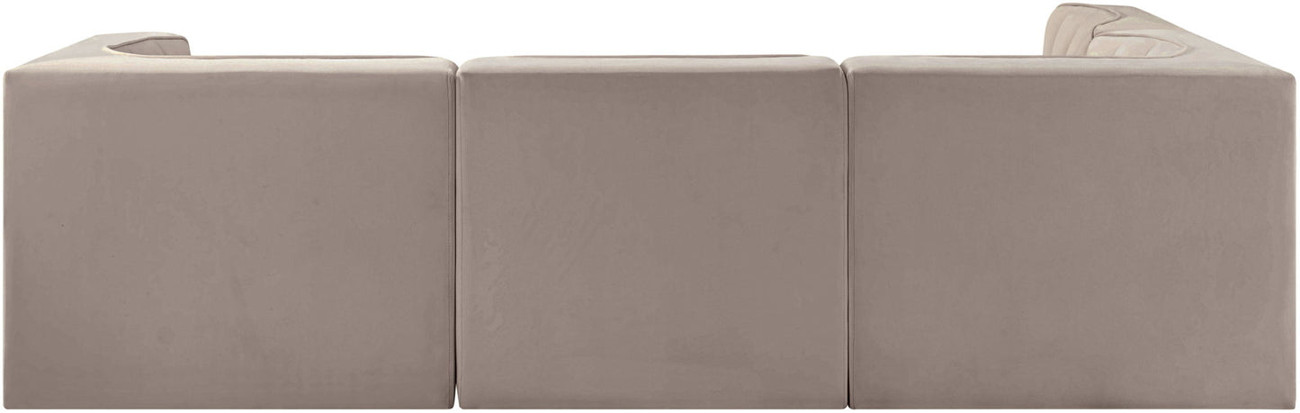 Rummi - Velvet Performance Fabric Upholstered 4 Piece Modular Sectional