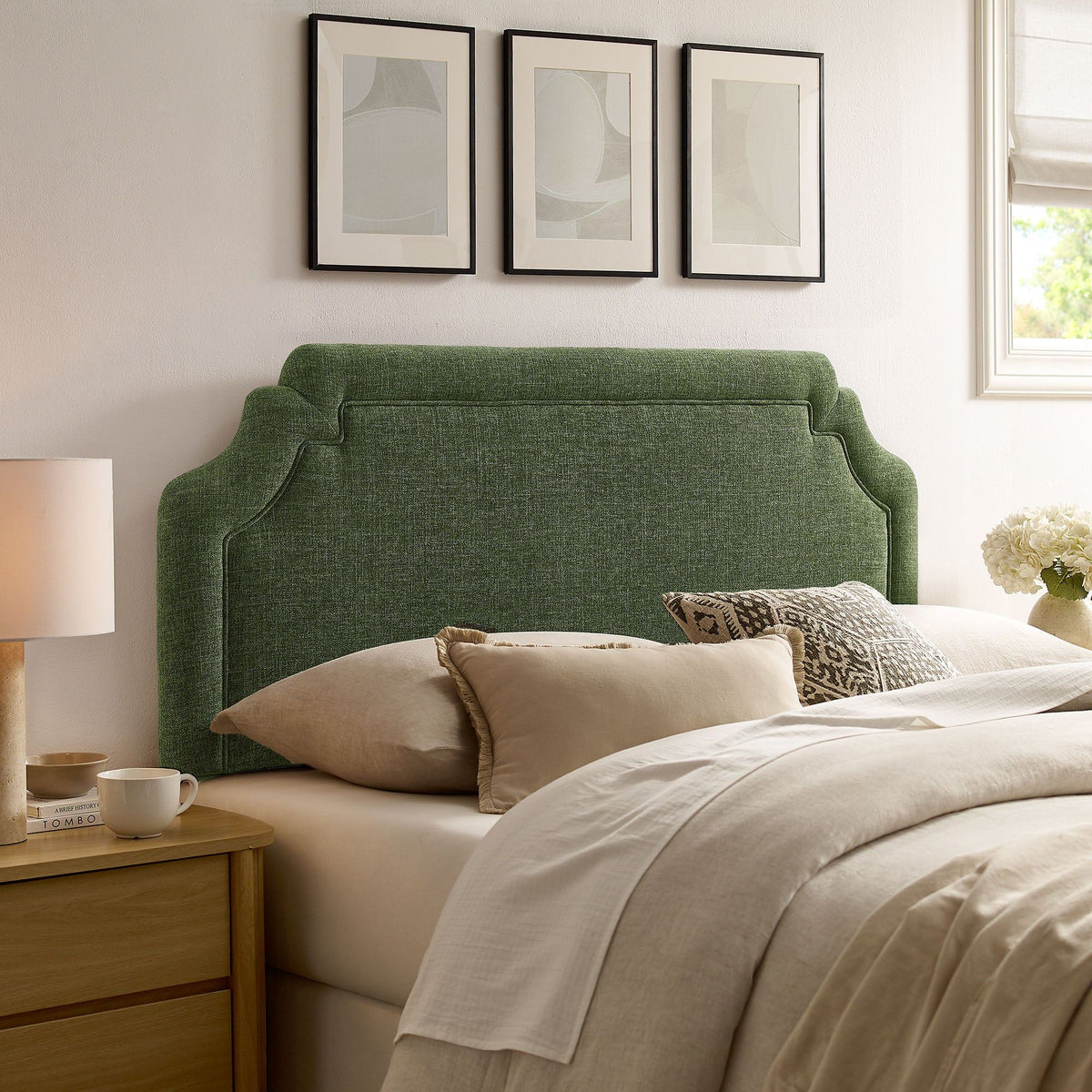 Magnolia Upholstered Fabric Headboard - Full, Foliage