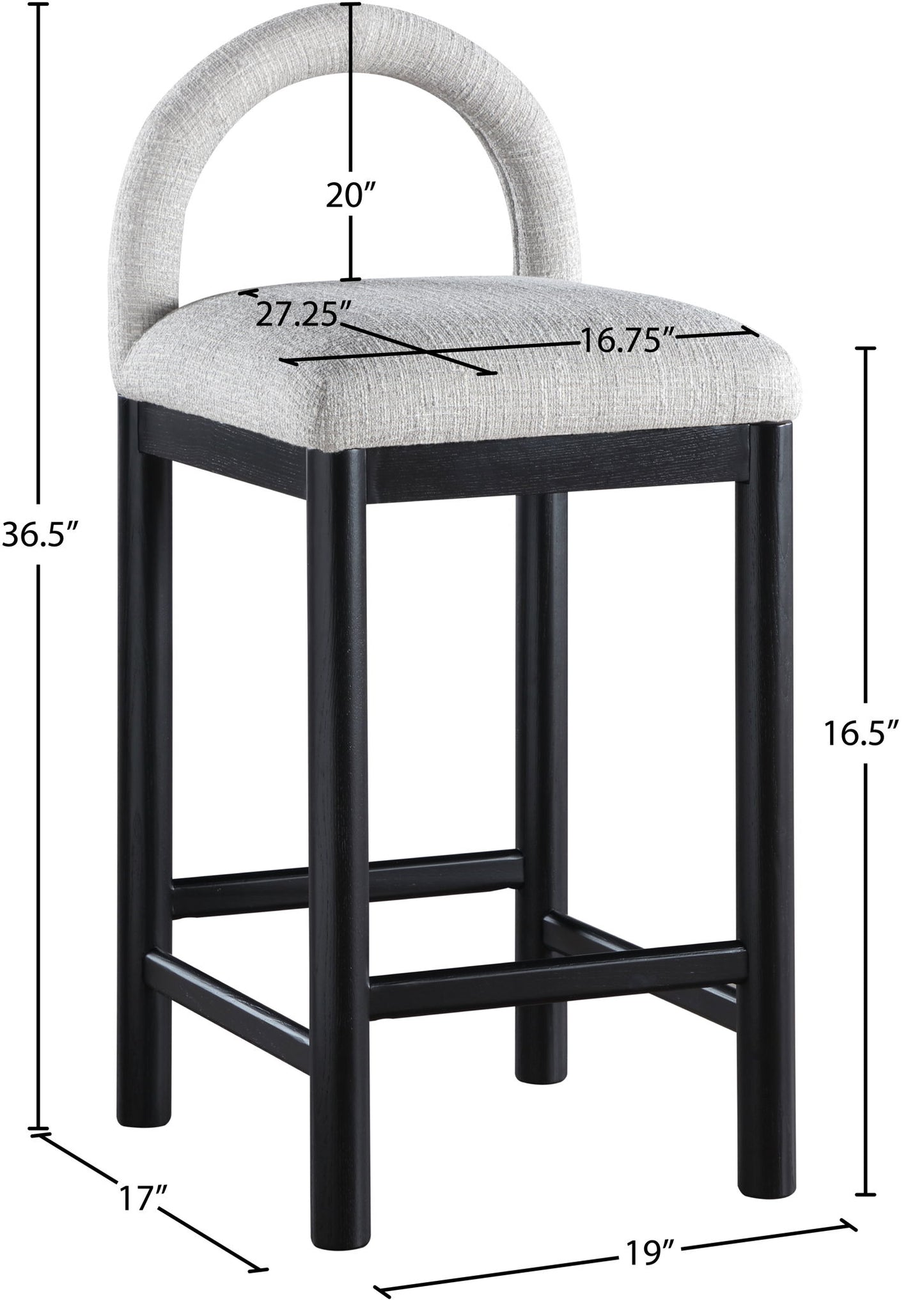 Conrad - Linen Counter Stool With Black Legs