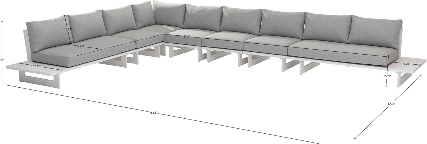 Maldives - 7 Piece Water Resistant Outdoor Patio Modular Sectional With White Base