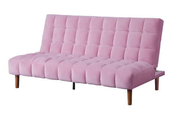 Yolandi - Adjustable Sofa - Pink Velvet & Dark Walnut