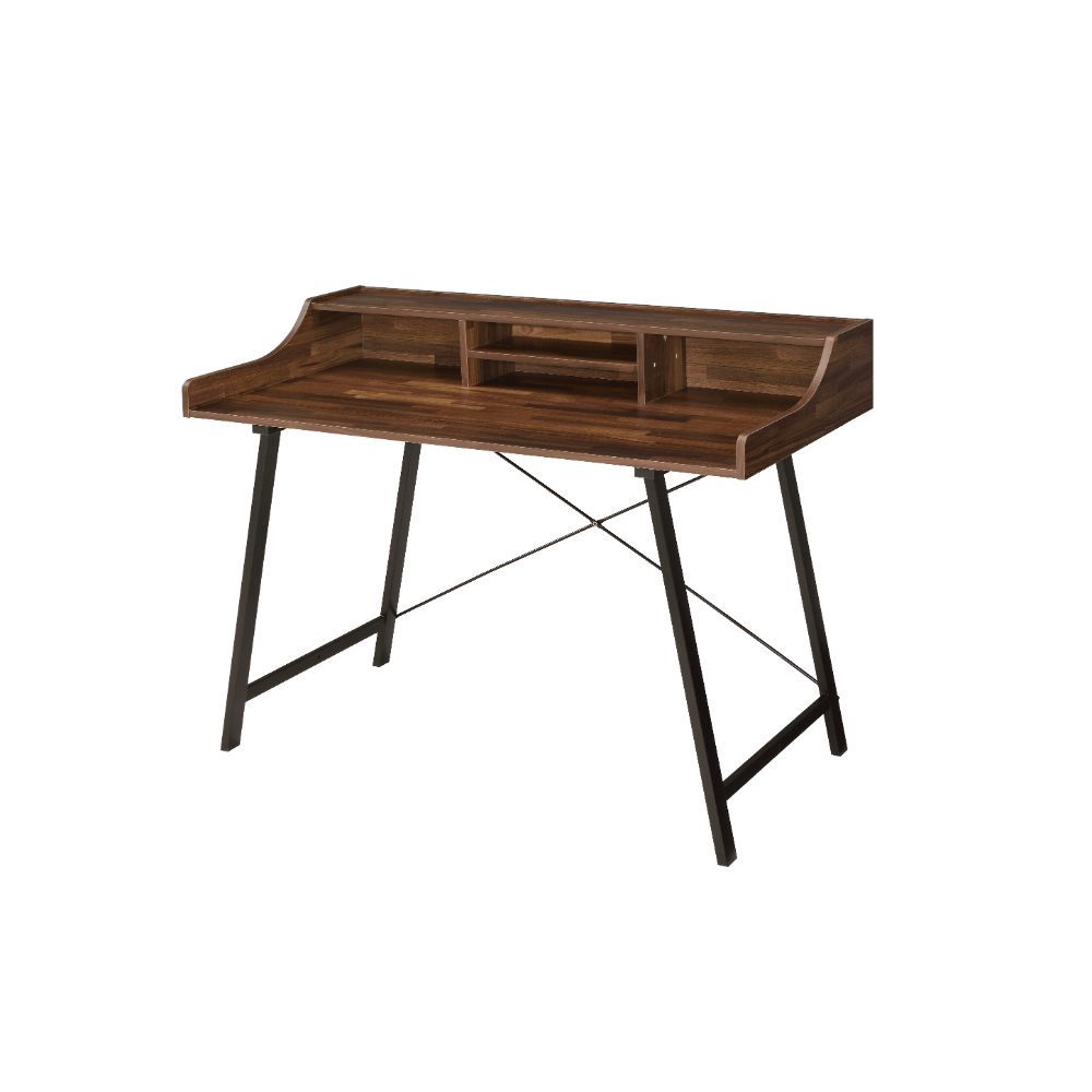 Sange - Writing Desk With USB - Walnut & Black