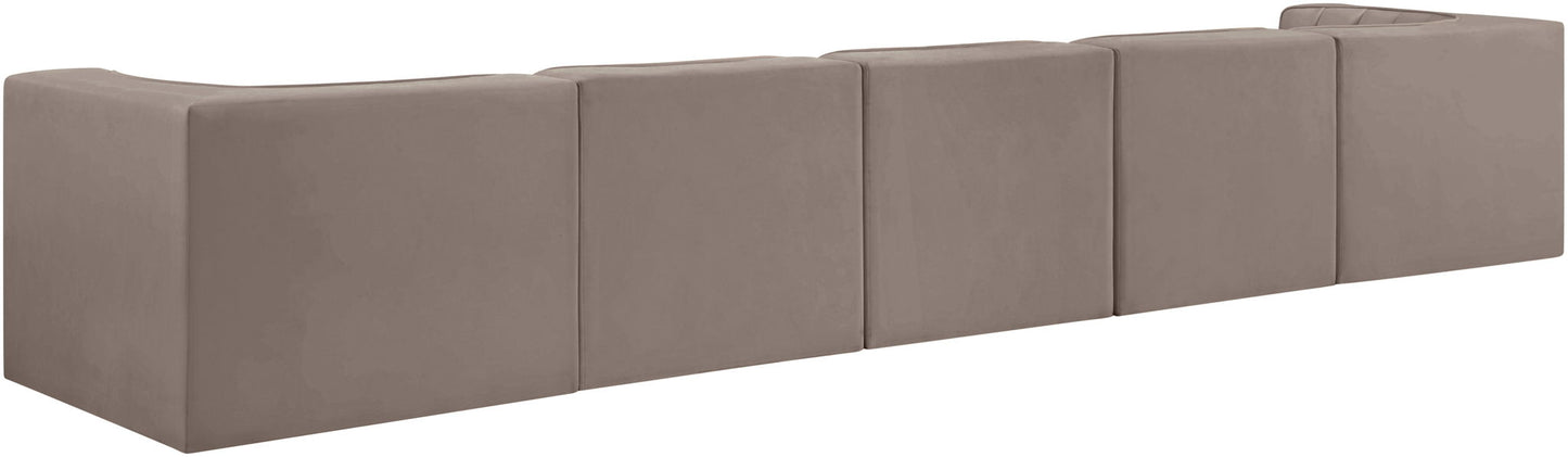 Rummi - Velvet Performance Fabric Upholstered 5 Piece Modular Sofa