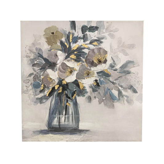 Chloe Canvas Art - Beige / Light Blue