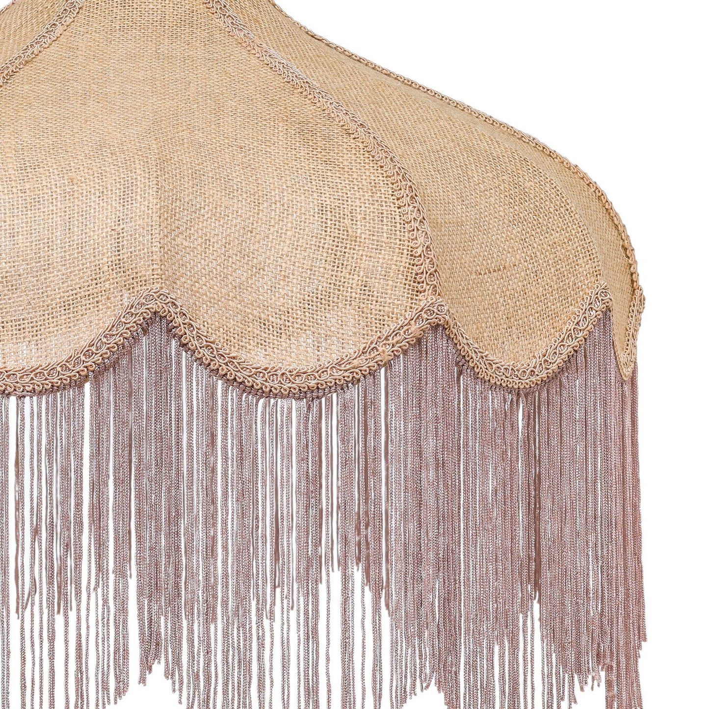 Buchanan - Jute Fringed Scalloped Pendant Light - Pink
