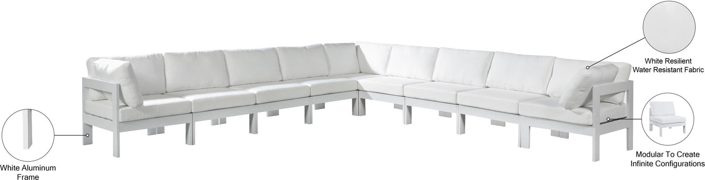 Nizuc - Outdoor Patio 9 Piece Modular Sectional With White Frame