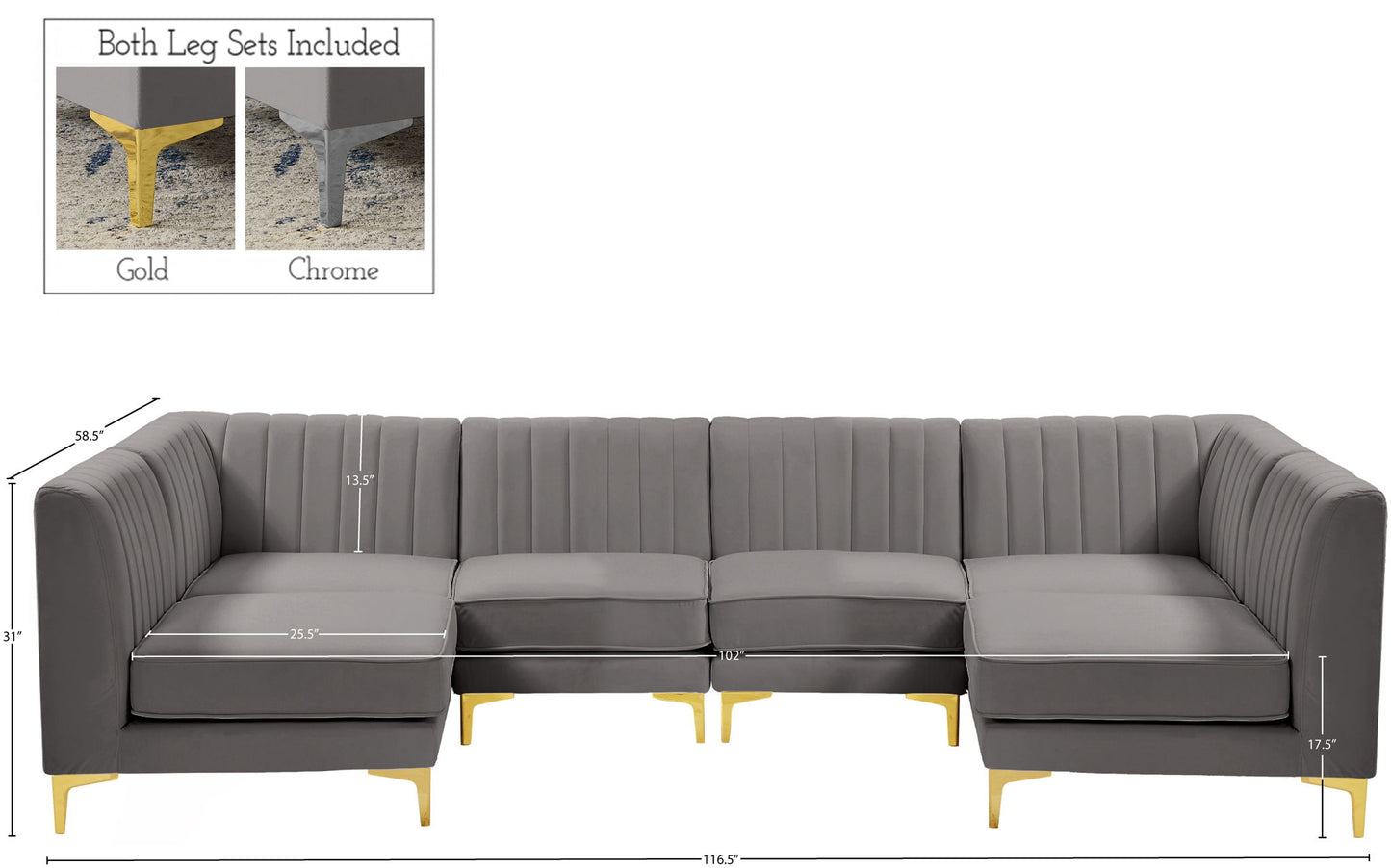 Alina - 6 Piece Modular U-Shaped Sectional