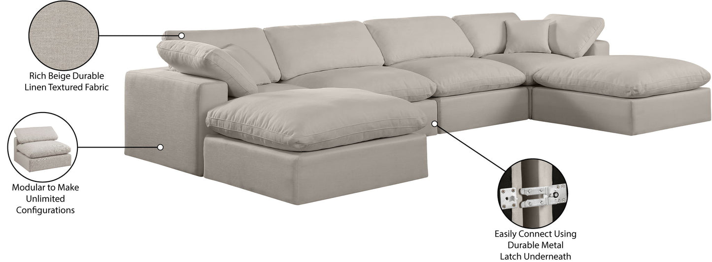 Comfy - 6 Piece Linen Modular Double Chaise Sectional