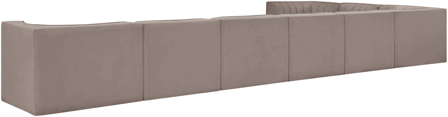 Rummi - Velvet Performance Fabric Upholstered 8 Piece Modular Sectional (With 3 Corner Chairs)