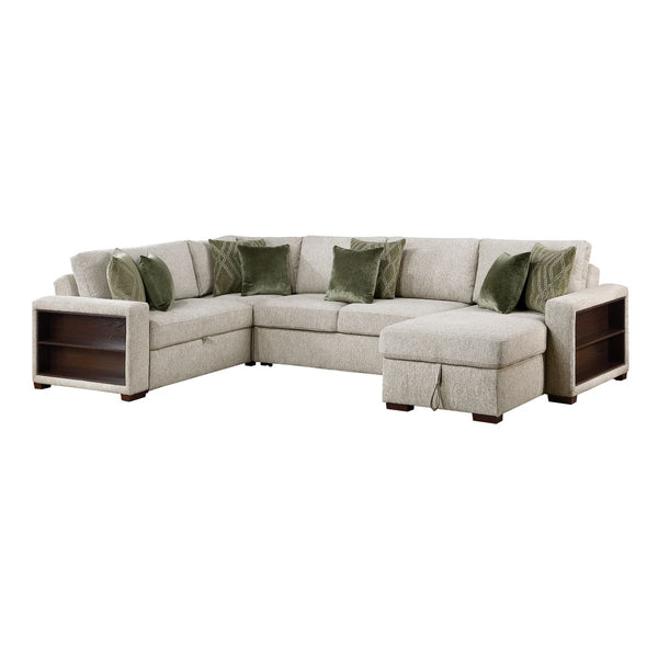 Isla 4-Piece Sectional with Reversible Chaise, Pull-out Bed, Hidden Storage and Click Motion Back
