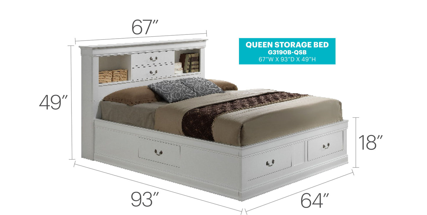 Glory Furniture - Louis Phillipe - Bookcase Storage Bed