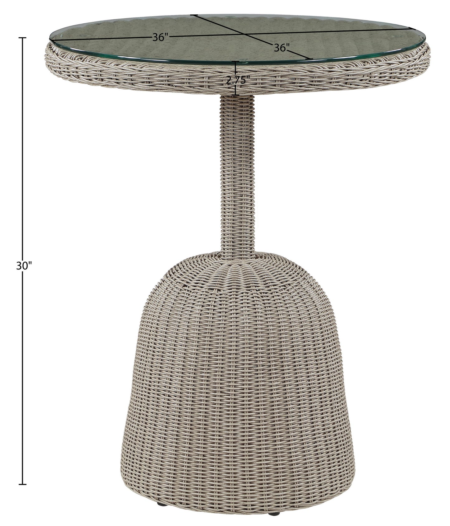 Seacrest - Tempered Glass Top And Wicker Outdoor Patio Counter Height Table