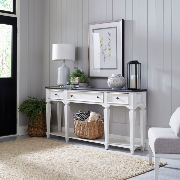 Allyson Park - Hall Table - Wirebrushed White / Charcoal