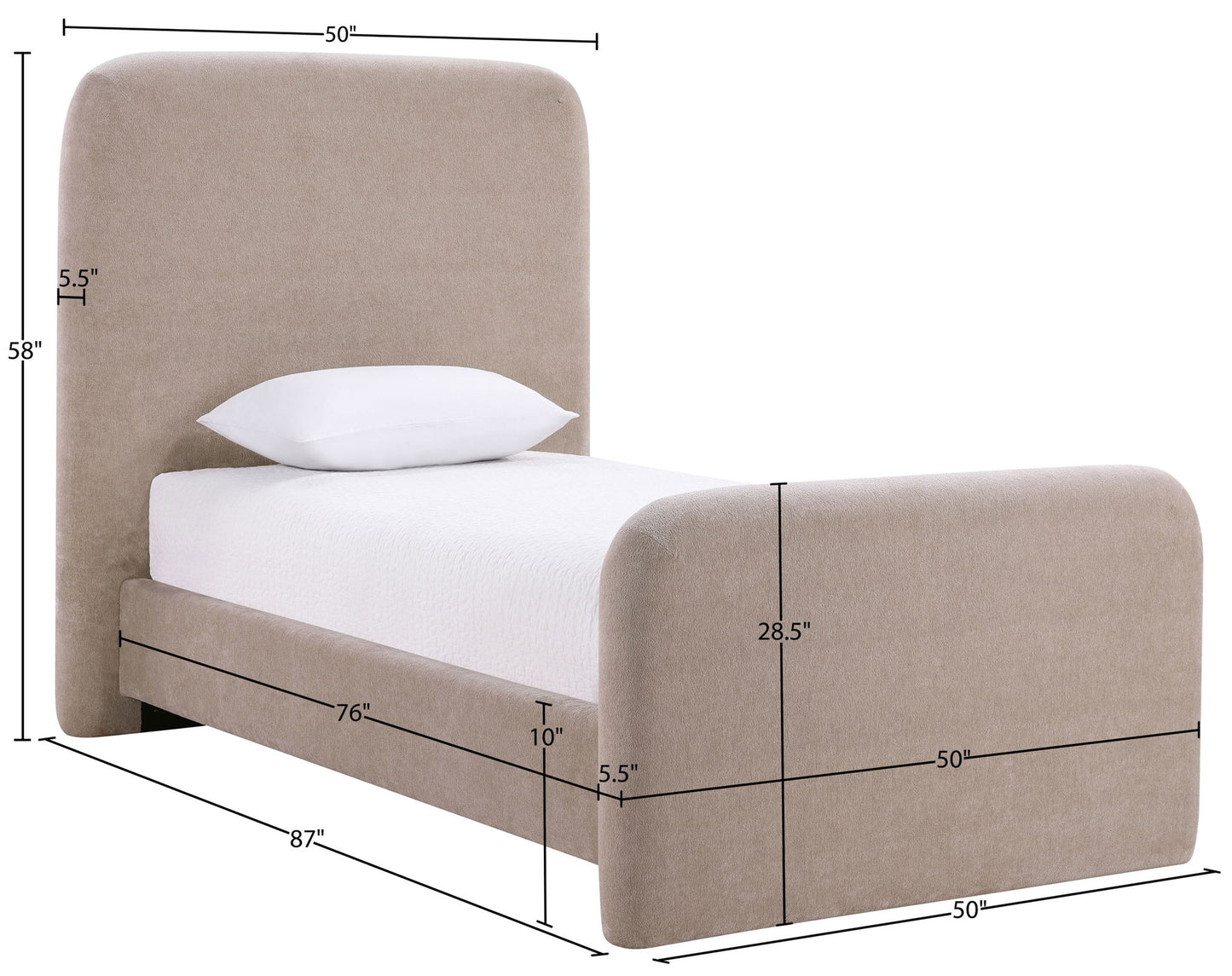 Fira - Chenille Fabric Upholstered Bed