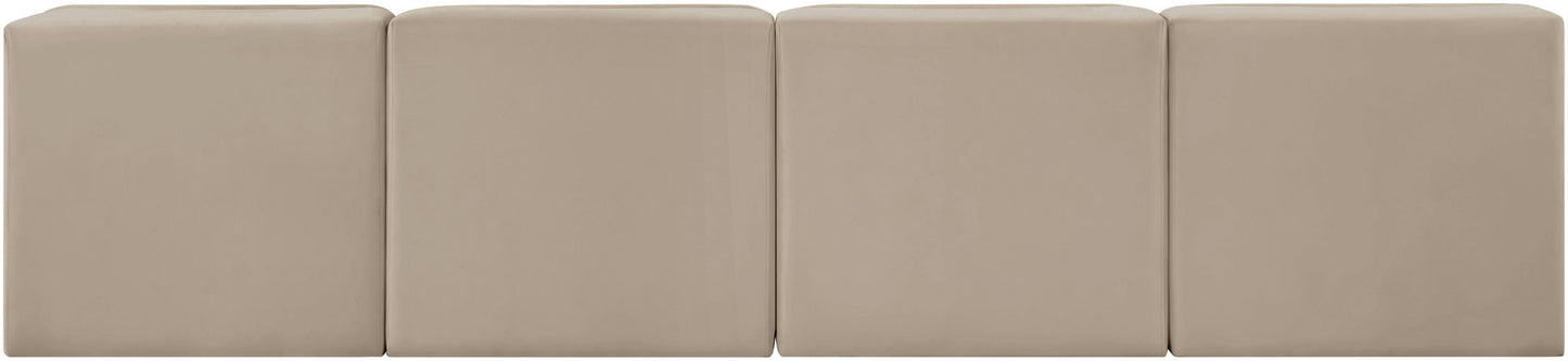 Rummi - Armless Velvet Performance Fabric Upholstered 4 Piece Modular Sofa