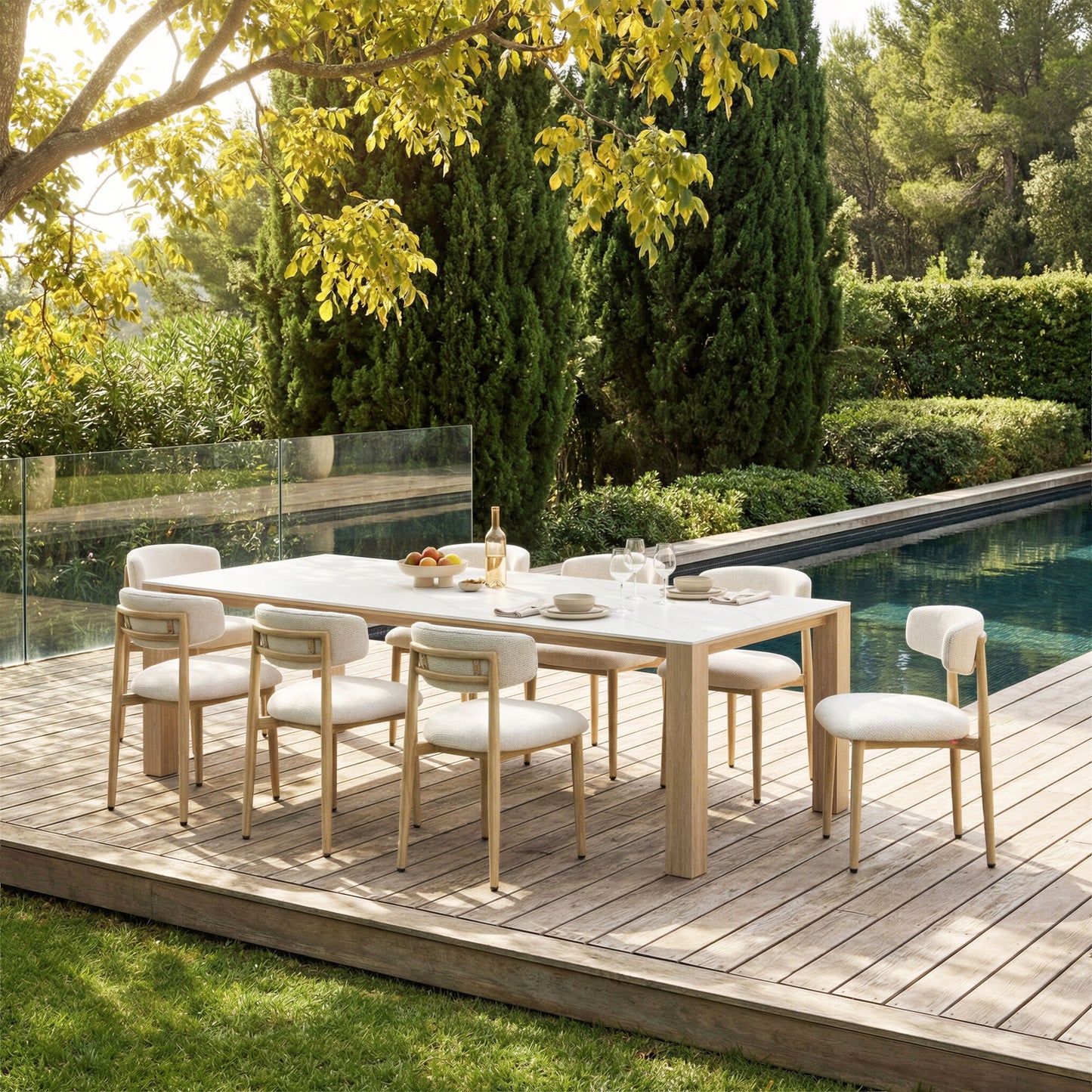 Leilani - Rectangular Dining Table - White / Light Brown
