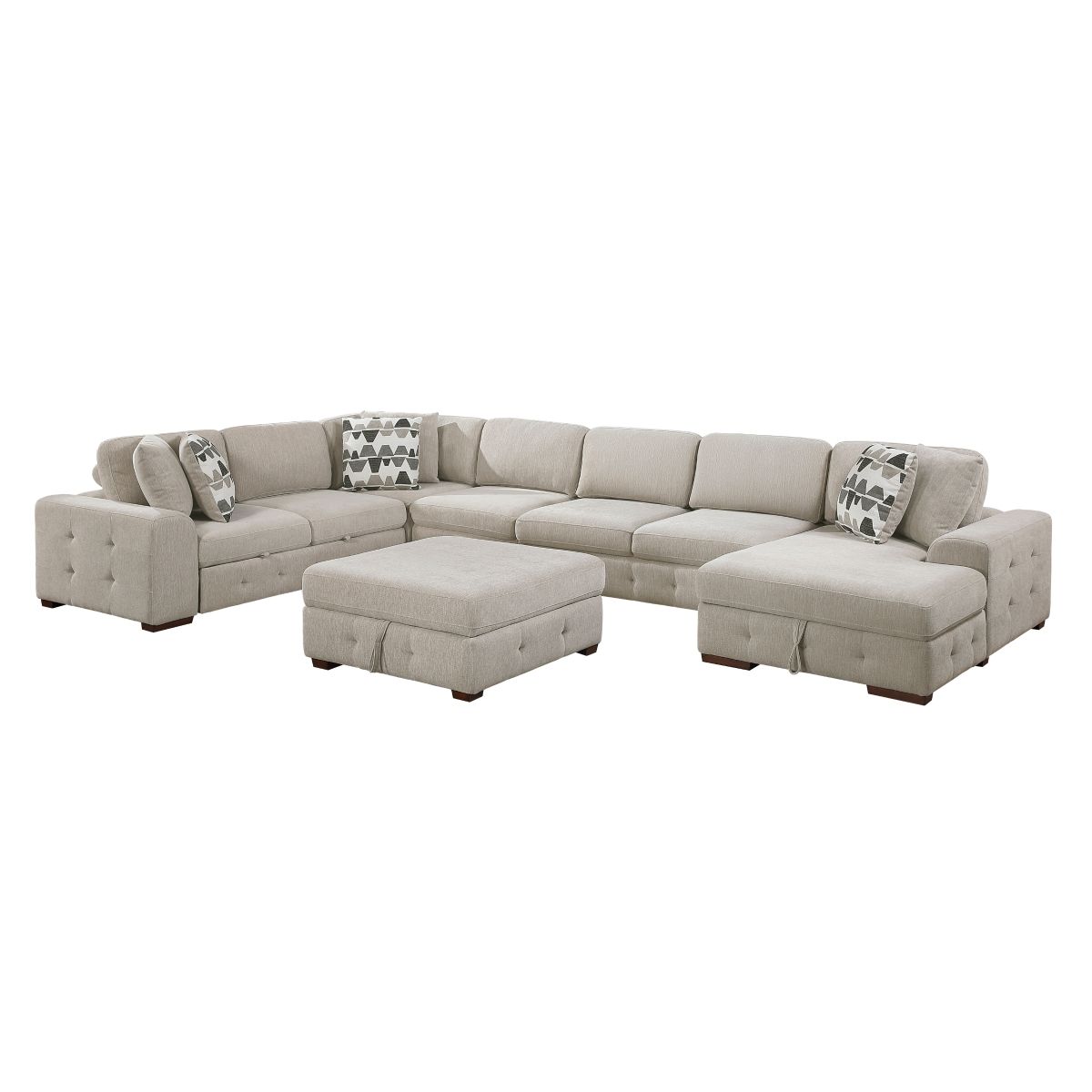 Raife 6-Piece Sectional with Right Chaise, Pull-out Bed and Ottoman