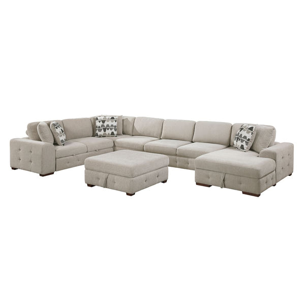 Raife 6-Piece Sectional with Right Chaise, Pull-out Bed and Ottoman