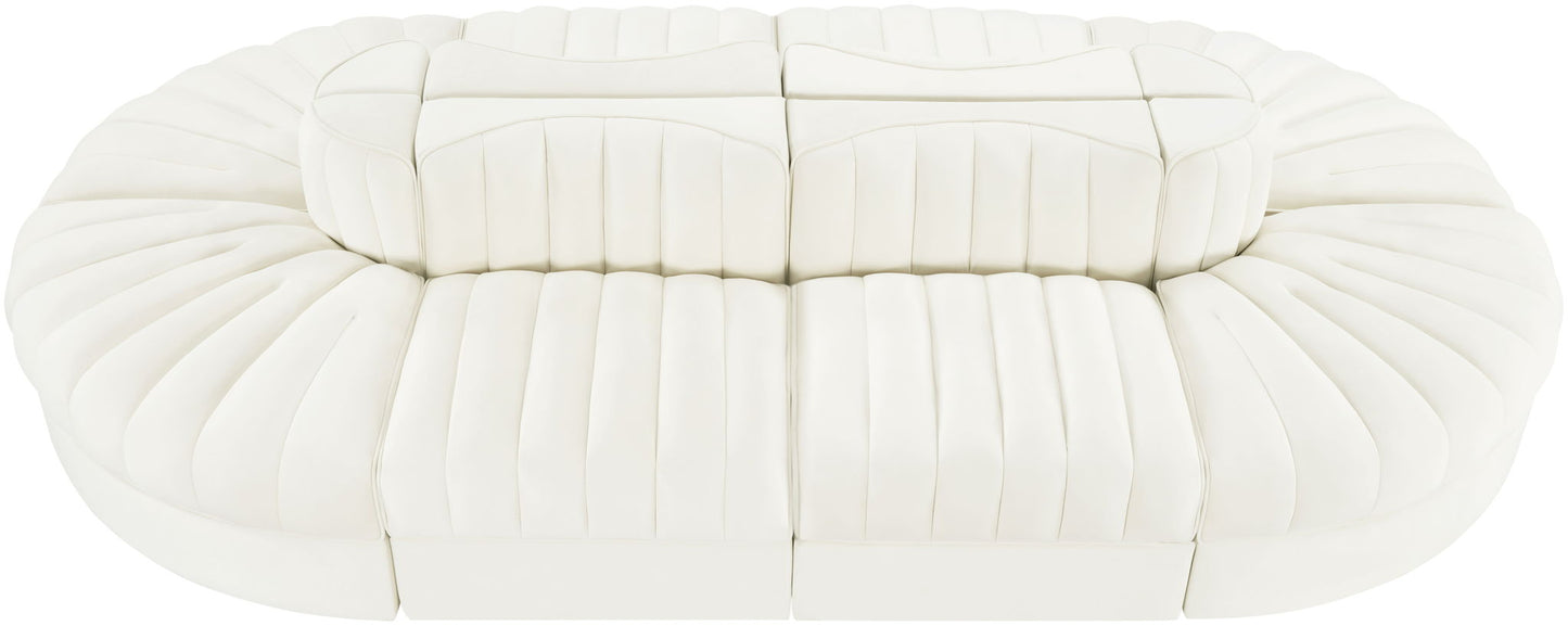 Rummi - Oval Velvet Performance Fabric Upholstered 8 Piece Modular Sectional