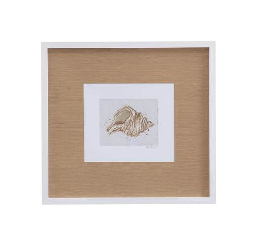 Neutral Shell Fresco II Framed Print - Light Brown / White