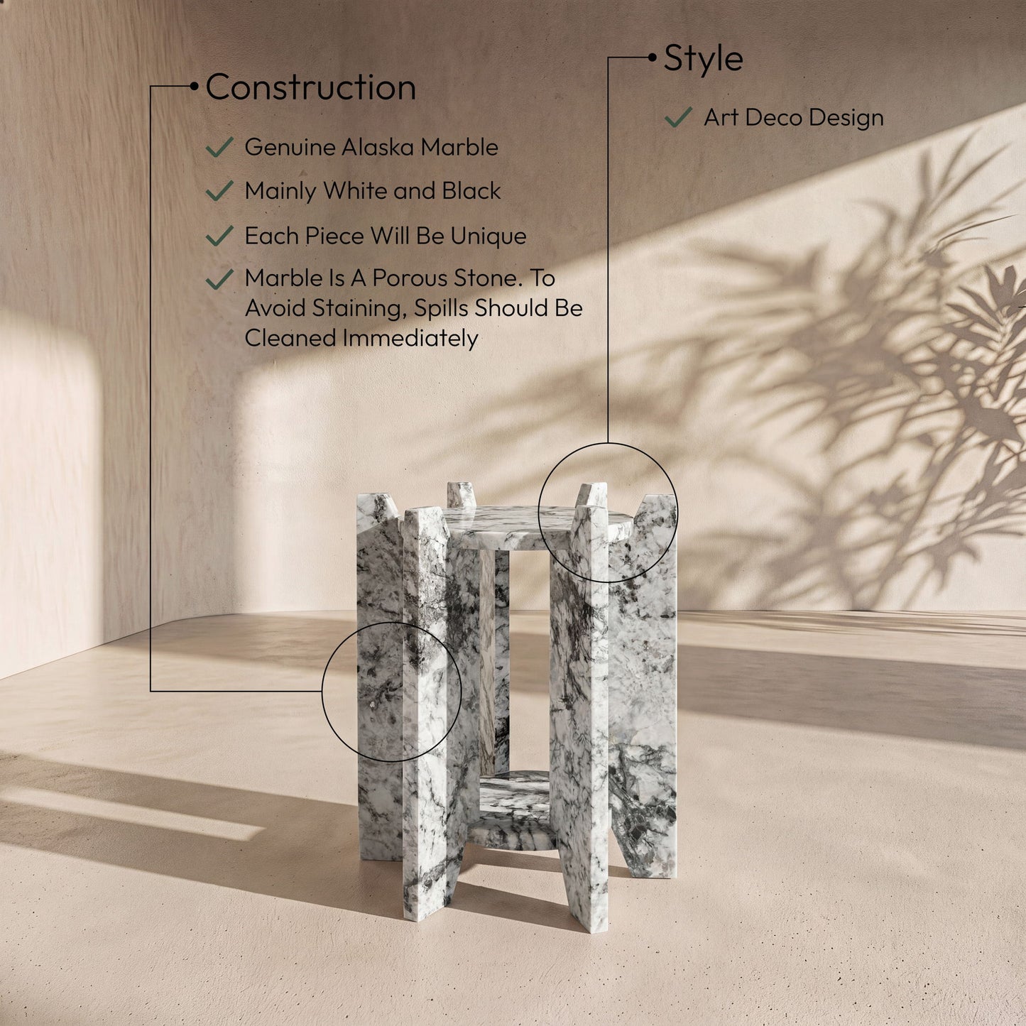 Soriano - Genuine Marble Table