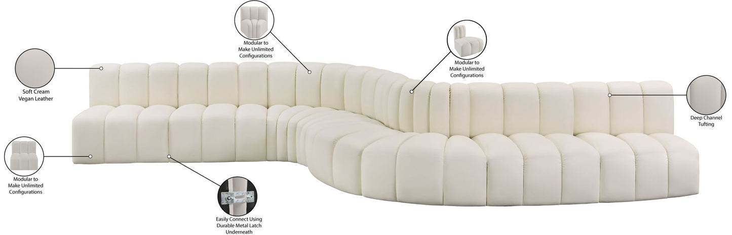 Arc - Faux Leather 8 Piece Curved Modular Sofa