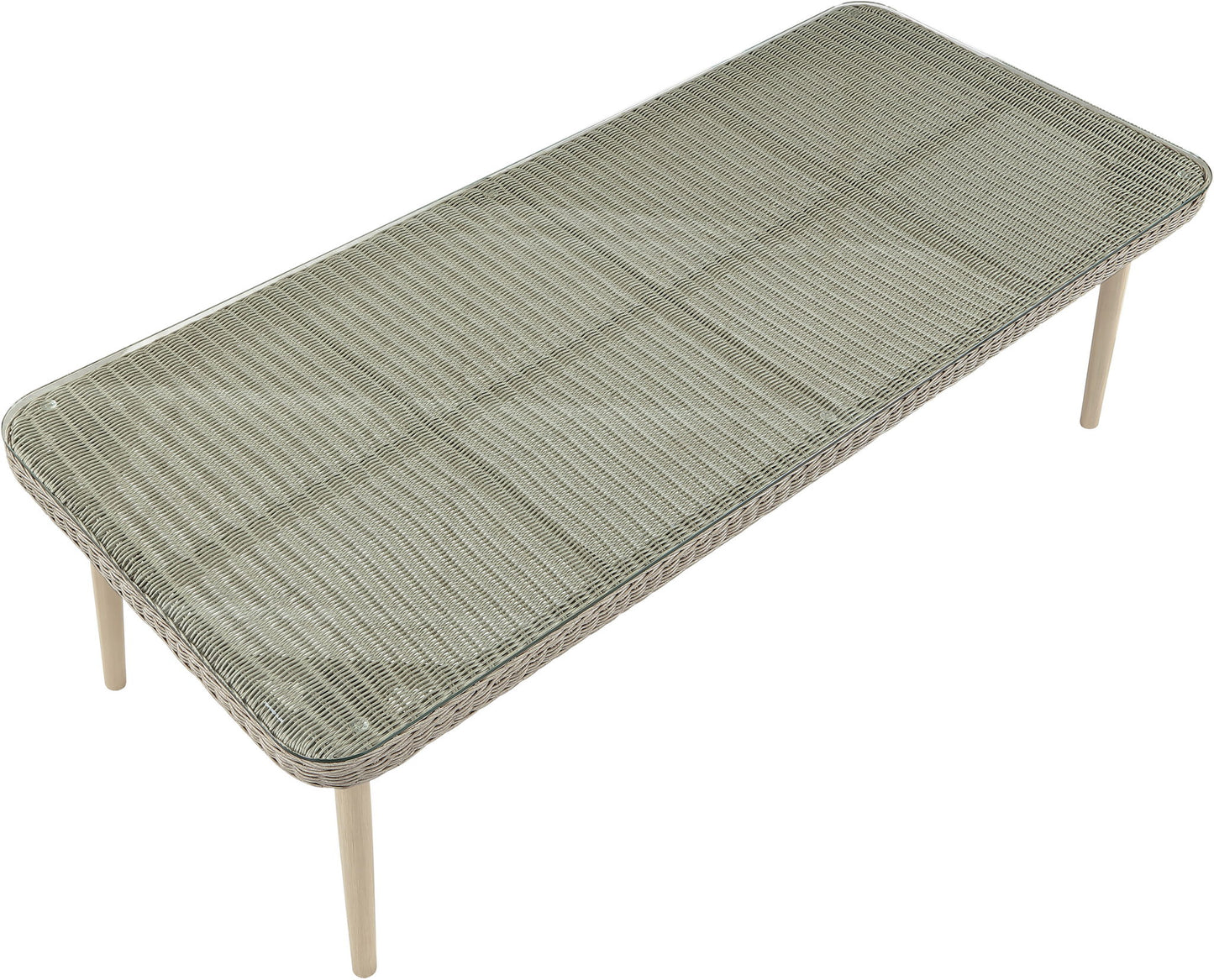 Seacrest - Tempered Glass Top And Wicker Outdoor Patio Dining Table