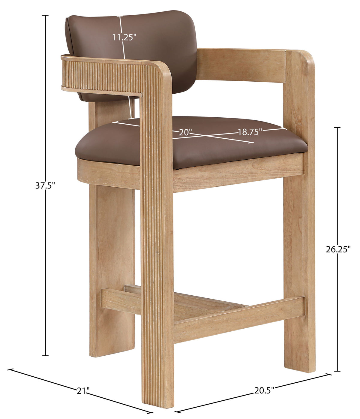 Sacha - Vegan Leather Upholstered Counter Stool With Natural Base
