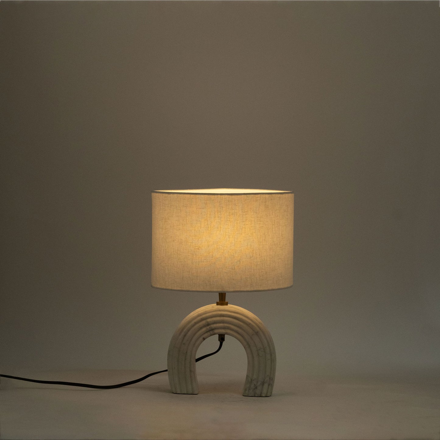 Lithos - Genuine Marble Base And Linen Textured Fabric Shade Table Lamp