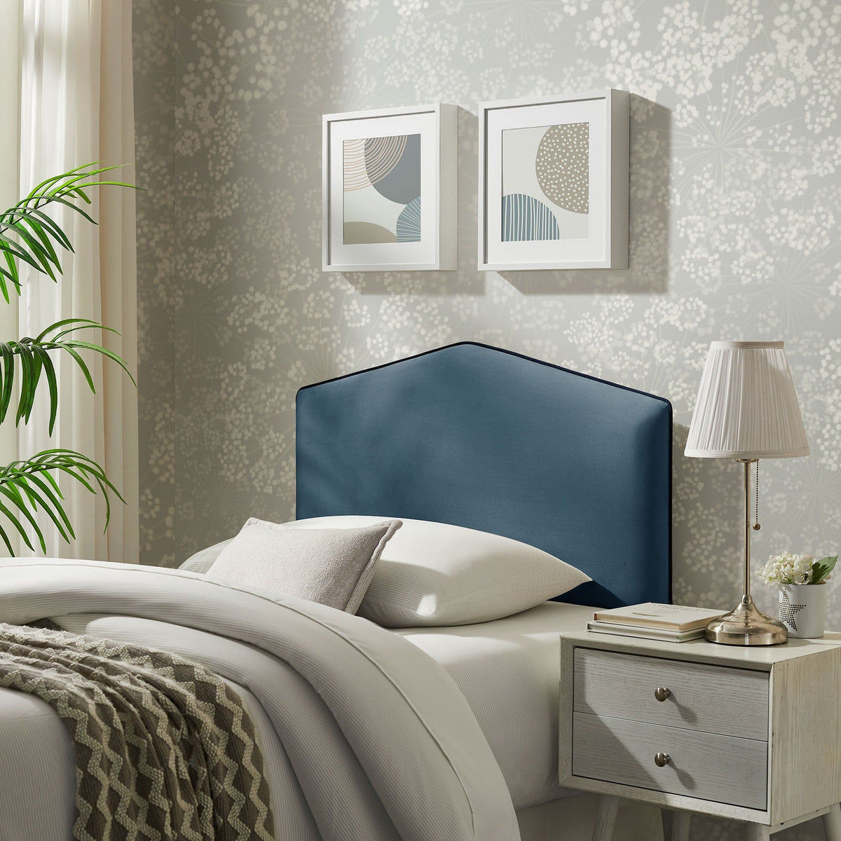 Cosette Performance Velvet Headboard - Twin, Cadet Blue