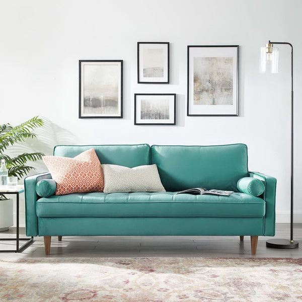 Valour Performance Velvet Sofa - Teal