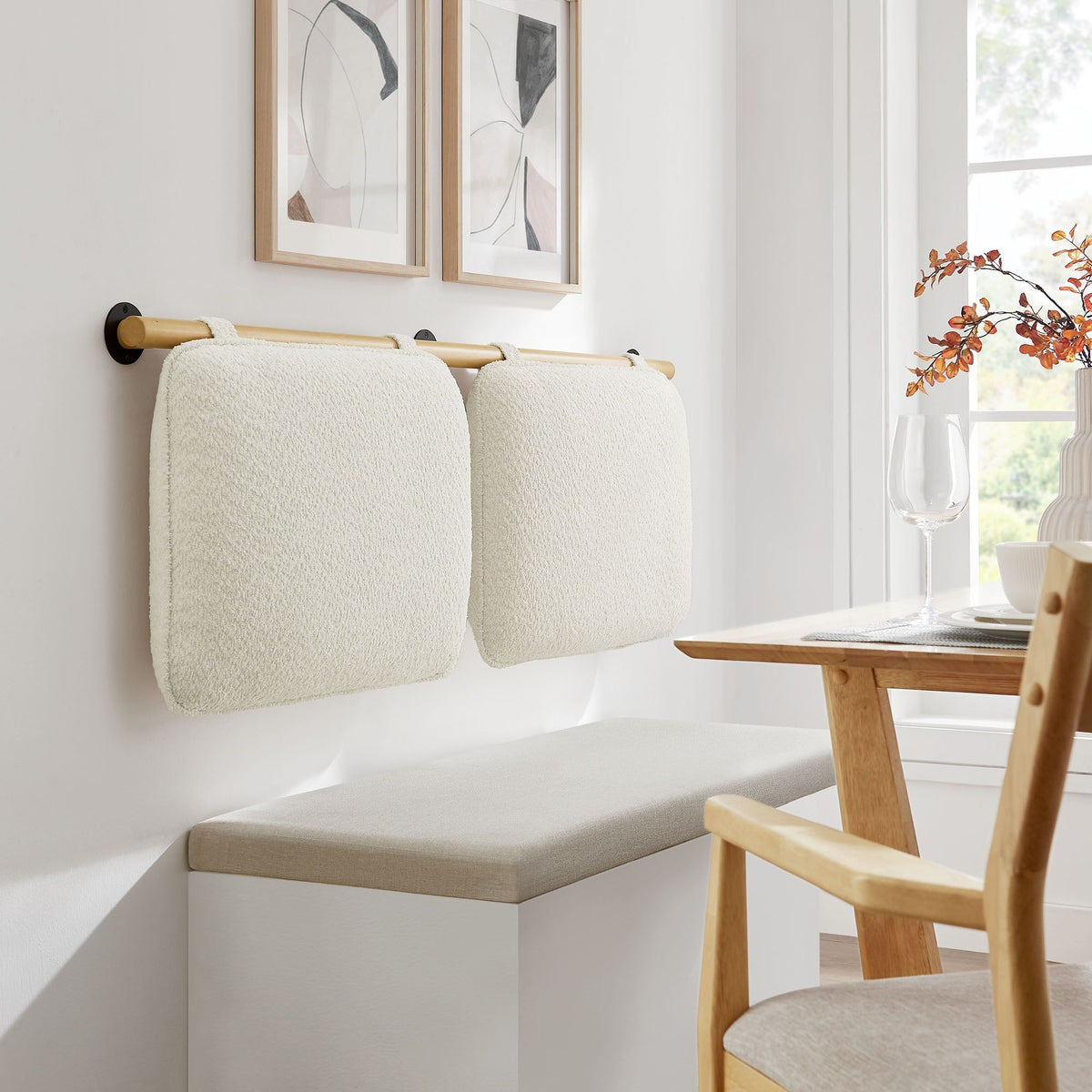 Anela Wall-Mounted Upholstered Headboard - King, Cream Natural